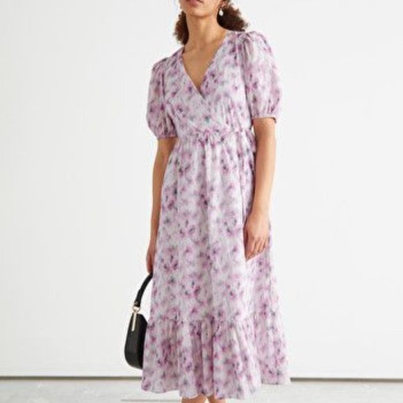& Other Stories Puff Sleeve Midi Dress - Size 6 (Runs Small) - Picture 5 of 6